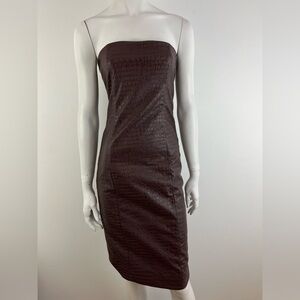 7 FOR ALL MANKIND Textured croc alligator snake faux leather strapless dress. S